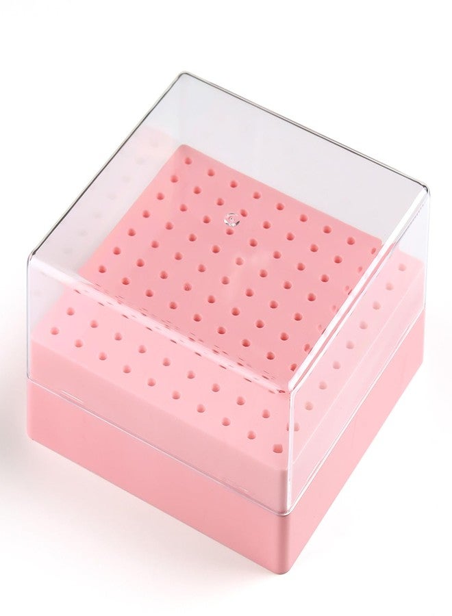 Furtherpretty Nail Drill Bit Holder, 100 Holes Acrylic Nail Drill Bit Organizer with Clear Cover, Nail Drill Bit Storage Case for Manicure Pedicure, Professional Nail Salon Supplies (100 holes-Pink) - Image 1